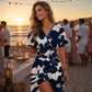 💃Soldes Été 2026 – -50% ! 🌈Robe Courte Femme À Manches Volantées, Col V Sexy & Poches – Robe Portefeuille Fleurie