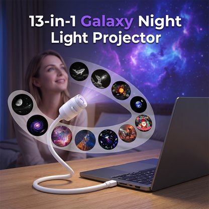 🌌 -50% MAINTENANT ! 💫 Lampe Projecteur Ciel Étoilé USB – 13 Disques Interchangeables & Col Flexible – Parfaite pour la Chambre ✨