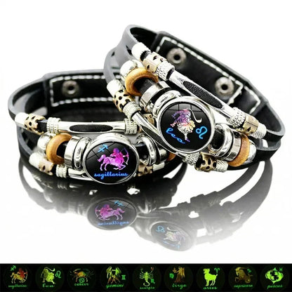 ⭐ 50% OFF ! 🐾 Bracelet Zodiaque en Cuir Phosphorescent – Brille la nuit, réglable & unisexe – Parfait pour les amateurs de zodiaque & le port quotidien ✨