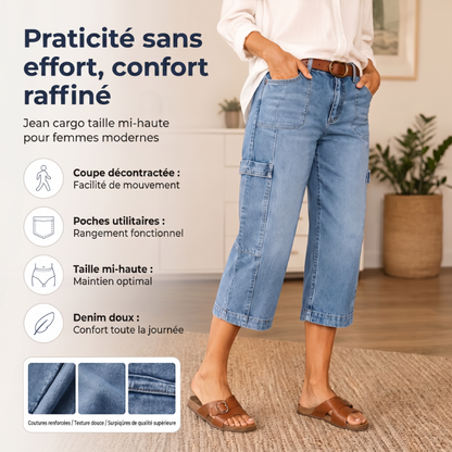 📢Soldes de mi-saison : 50 % de réduction – offre à durée limitée ⏰Pantalon de jean court et extensible pour femme, style décontracté
