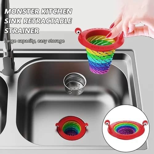 🌈 Filtre de Bonde Extensible pour Cuisine – Retient les Débris Alimentaires et Aide à Prévenir les Bouchons