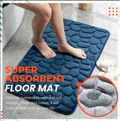 🔥 -50 % 🛁✨ Tapis de bain en velours à mémoire de forme et relief galets, antidérapant pour l’entrée et le salon 🏠