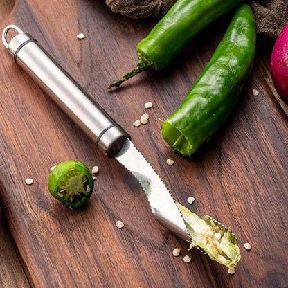 ⏳VENTE DERNIÈRE JOURNÉE -50% !!🔥Outil en acier inoxydable pour retirer les graines et le cœur des piments