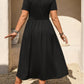 📢📢50% OFF !! ⏰Plus Size V-Neck Ruched Short Sleeve Midi Dress, Casual Summer Flowy A-Line Dress, Women's Fashion Clothing