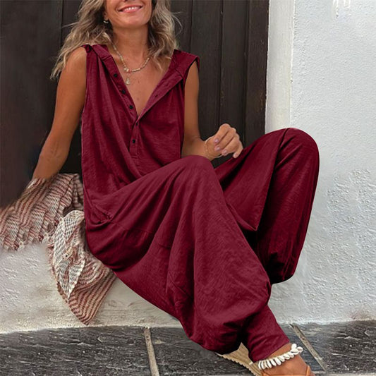 👗 50% DE RÉDUCTION ! 🌸 Combinaison Sans Manches à Capuche pour Femme – Tissu Polyester Doux, Coupe Ample & Léger – Idéale pour le Quotidien, les Voyages et les Journées Relax – 15 Coloris, Tailles S à 2XL 🌿☀️✨