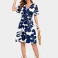 💃Soldes Été 2026 – -50% ! 🌈Robe Courte Femme À Manches Volantées, Col V Sexy & Poches – Robe Portefeuille Fleurie
