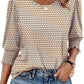 👚 50% DE RÉDUCTION 🔥 Blouse femme manches 3/4 à manchettes froncées – Coupe fluide & décontractée – Parfaite pour le printemps ou l’été – look romantique et intemporel 🌸✨🌿