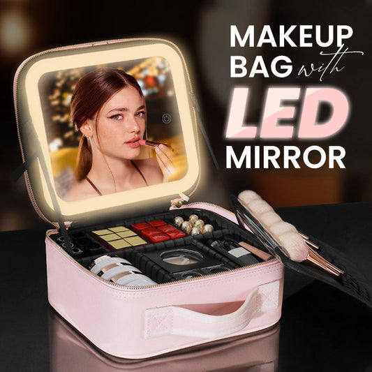 🌸 -50% MAINTENANT ! 🌸 Maquillage Parfait Partout – Trousse de Maquillage Portable avec Miroir LED ! ✨
