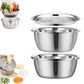 📢📢50 % DE RÉDUCTION !!!⏰ Ensemble 3-en-1 Bols Inox – Découpe, Égouttage & Cuisson, Compact & Multifonction ⏱️