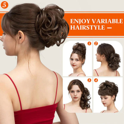💇‍♀️ PROMO FLASH : -50 % ! Postiche chignon flou volumineux avec peigne à pinces, fibres thermorésistantes à 160 °C et fixation très stable pour une coiffure de salon en 30 secondes ✨