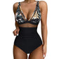 💥 50 % de réduction👙 Maillot de bain une pièce froncé en maille contrastée pour femme🏝️