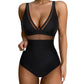 💥 50 % de réduction👙 Maillot de bain une pièce froncé en maille contrastée pour femme🏝️