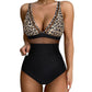 💥 50 % de réduction👙 Maillot de bain une pièce froncé en maille contrastée pour femme🏝️