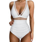 💥 50 % de réduction👙 Maillot de bain une pièce froncé en maille contrastée pour femme🏝️