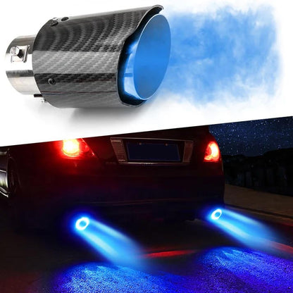 🚗 50% DE RÉDUCTION! 🔥 Embout d'échappement LED – Effet flamme, fibre de carbone & universel 💨