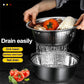 📢📢50 % DE RÉDUCTION !!!⏰ Ensemble 3-en-1 Bols Inox – Découpe, Égouttage & Cuisson, Compact & Multifonction ⏱️