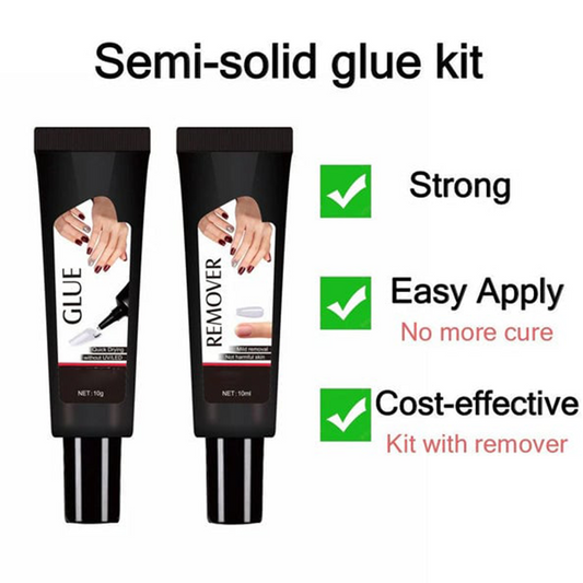 ⏳Achetez-en un, recevez-en un gratuitement ✨Nouvelle colle à ongles semi-liquide améliorée à séchage rapide (10 g) avec 10 ml de dissolvant🔥
