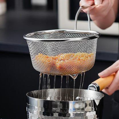 🔪 50% DE RÉDUCTION! 🍳 Passoire en Acier Inoxydable avec Manche – Inox 304, mailles fine & large – Idéale pour égoutter pâtes, légumes & fruits 🥗