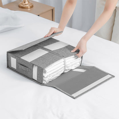 📢📢50% DE RÉDUCTION !! ⏰ Set de Draps Pliables Organiseur – Lin Imitation + Carton – Fenêtre Transparente & Fermeture Solide pour Literie Queen/King 📦
