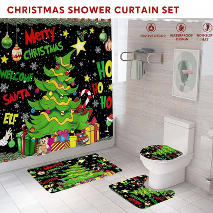 ⏳ Offre limitée −50% ⏰Ensemble de 4 rideaux de douche imperméables pour Noël