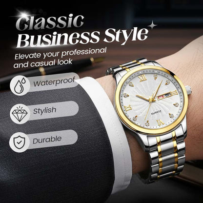 📢 50% de réduction !!! Montre homme lumineuse & étanche – élégance bicolore, affichage jour/date 🎁⌚