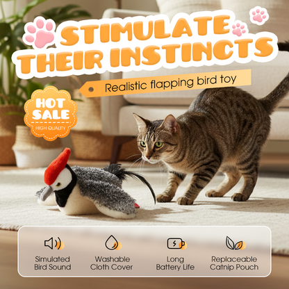 🐱 50% DE RÉDUCTION! 🎵 Jouet électrique en peluche pour chat – Sons, mouvement automatique & interactif – Stimule l'instinct de chasse et divertit votre félin ✨