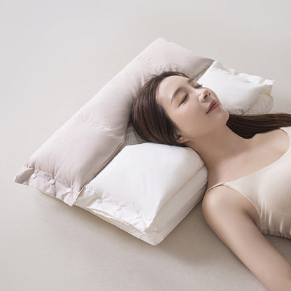 🛏️💆‍♀️ Oreiller cervical amovible et souple à double couches – Hauteur ajustable, soutien doux de la nuque, pour des nuits réparatrices et des réveils sans tension 🌙
