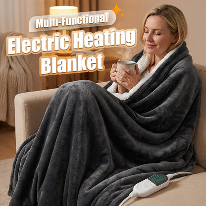 🔥⚡ Couverture Chauffante Multifonction : 6 Niveaux de Chaleur & Minuterie ❄️💧 Peluche Ultra-Douce, Chauffage Instantané. Protection Anti-Surchauffe & Lavable en Machine.