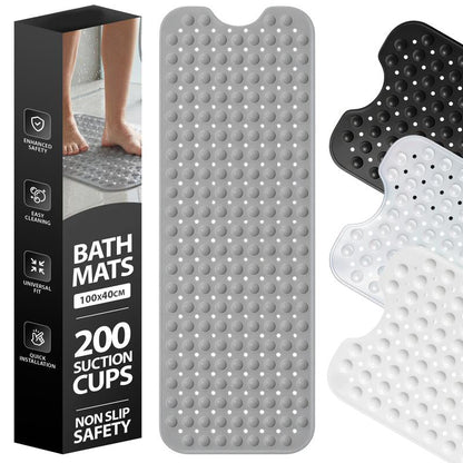 🛁 50% DE RÉDUCTION 💎 Tapis de baignoire antidérapant 100×40 cm – Ventouses ultra-fixantes & drainage rapide – 7 couleurs disponibles – sécurité et confort sous la douche 🌈
