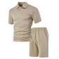 👔 OFFRE LIMITÉE -50% ! ✨ Ensemble 2 Pièces Homme – Imprimé Losange, Haut à Col, Short, Coupe Confortable ✨