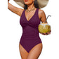 👙 PROMO LIMITÉE -50% ! ✨ Maillot de Bain Une-Pièce Sculptant Femme – Drapé Ventre Plat, Col V Torsadé, Bretelles Larges · 12 Coloris · S–2XL (EU 36–46) 💃 98% Avis Positifs