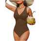👙 PROMO LIMITÉE -50% ! ✨ Maillot de Bain Une-Pièce Sculptant Femme – Drapé Ventre Plat, Col V Torsadé, Bretelles Larges · 12 Coloris · S–2XL (EU 36–46) 💃 98% Avis Positifs