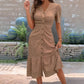 🔥DERNIER JOUR : 59 % DE RÉDUCTION🌞💃Robe midi à manches courtes et col en V, boutonnée, pour femme