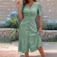 🔥DERNIER JOUR : 59 % DE RÉDUCTION🌞💃Robe midi à manches courtes et col en V, boutonnée, pour femme