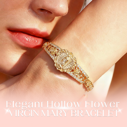 📿🔥 PROMO -50% LIMITÉE ! Bracelet Vierge Marie Femme Plaqué Or – Médaillon Dévotion Élégant, Filigrane Fleurs Creuses Géométrique Artisanat Raffiné, Cuivre Haute Qualité · Cadeau Foi · 2 Styles ✨