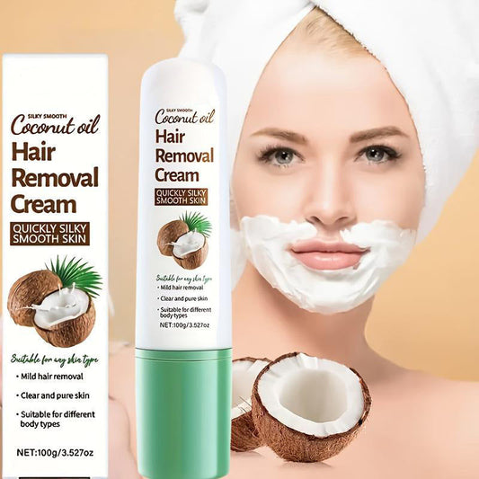 🥥-50% DE RABAIS ! Comme si vous rouliez une noix de coco sur vos jambes et que tous les poils glissaient ! Cette crème dépilatoire avec racloir dissout les poils jusqu’à la racine – pas de chaumes, pas d’irritation.