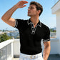 👔 Chemise Casual Manches Courtes Été – Tricot Premium, Liseré Contrastant, Respirante 🌴