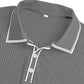 👔 Chemise Casual Manches Courtes Été – Tricot Premium, Liseré Contrastant, Respirante 🌴