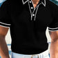 👔 Chemise Casual Manches Courtes Été – Tricot Premium, Liseré Contrastant, Respirante 🌴