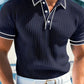 👔 Chemise Casual Manches Courtes Été – Tricot Premium, Liseré Contrastant, Respirante 🌴