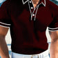 👔 Chemise Casual Manches Courtes Été – Tricot Premium, Liseré Contrastant, Respirante 🌴