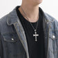 ✝️ PROMO LIMITÉE 50% DE RÉDUCTION ! ✨ Collier Croix du Notre Père pour Homme – Acier Titane, Gravure Complète & Design Superposé 🔥