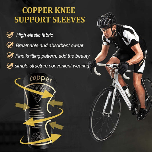 🔥 Genouillère Compression Cuivre Pro – Nylon – Soutien Progressif pour Sport & Récupération 💪