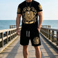 🖤👕🩳 -50% sur l'Ensemble Homme T-shirt & Short Gold Crest ✨ – Imprimé Luxe, Confort Respirant & Style Été Immédiat