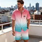 🏝️👔 PROMO FLASH 50% ! Set Vacances Homme – Chemise & Short Imprimé Tropical, Léger & Respirant – Look Plage & Détente ☀️