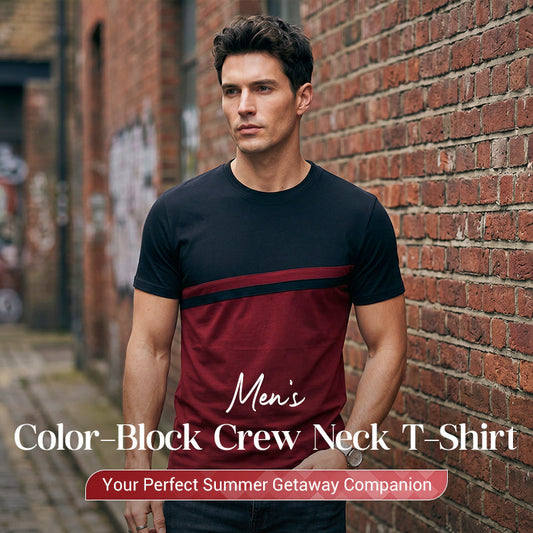👕 -50% MAINTENANT ! 🎨 T-shirt homme color block col rond – Coton doux, coupe moderne, parfait pour le quotidien, le sport ou les sorties casual ✨