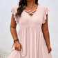 👗 50% DE RÉDUCTION ✨ Robe col V à volants – Élégante, cintrée & polyvalente – Parfaite pour le bureau, les brunchs ou les rendez-vous – chic et féminine 🌸💃🌿