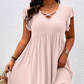 👗 50% DE RÉDUCTION ✨ Robe col V à volants – Élégante, cintrée & polyvalente – Parfaite pour le bureau, les brunchs ou les rendez-vous – chic et féminine 🌸💃🌿