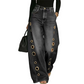 👖 50% DE RÉDUCTION 🌸 Jean femme œillets jambes larges – Doux, aéré & tendance avec ceinture – Look moderne et confortable – parfait pour un style décontracté ou chic ✨🔘🌿