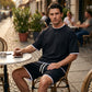 🌬️ Ensemble T-shirt & Short Homme Texturé Gaufre – Respirant, Coupe Ample & Style Décontracté